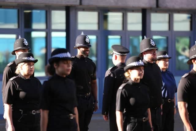 PC Grant meeting chief constable Craig Guildford at the parade.