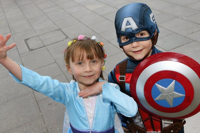 Lewis and Layla-Grace Thompson dressed up as their favourite characters.