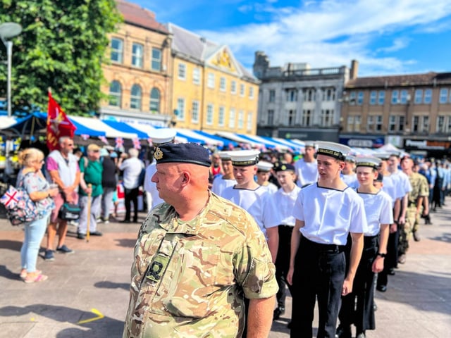 Cadets marched through the town.