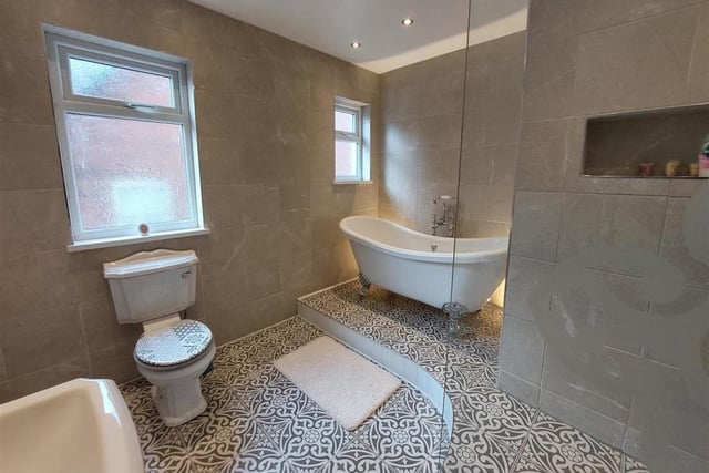 A second glance at the family bathroom, which benefits from underfloor heating. It also houses the property's combi boiler.