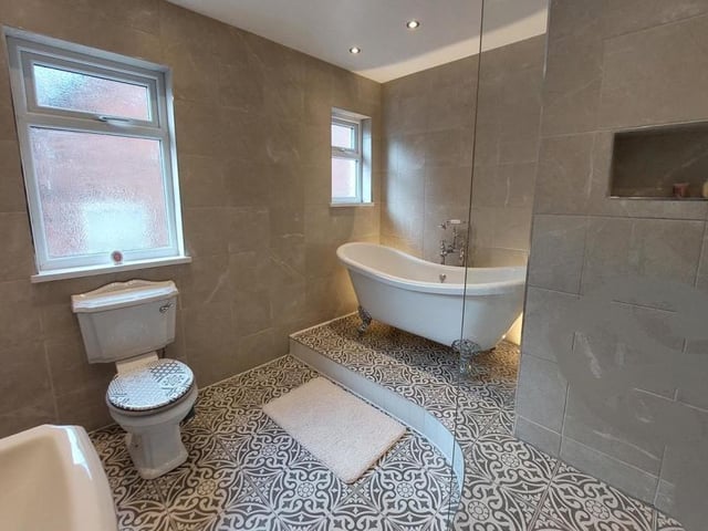 A second glance at the family bathroom, which benefits from underfloor heating. It also houses the property's combi boiler.