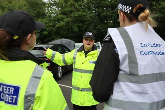 Police cadets have learned about road safety and the consequences of careless driving as they responded to a mock major incident.