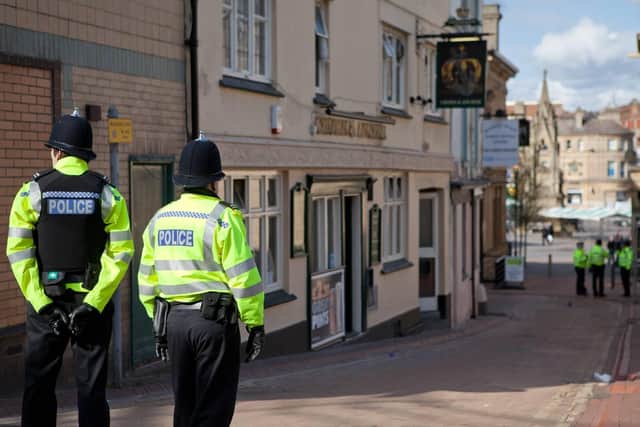 Police officers on patrol in Mansfield.