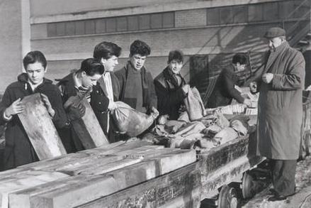 1963 and trainees at Mansfield Colliery get stuck in - from left: Michael Noble, Michael Foster, Richard Pledge, Charles Barnes, David Yates and Melvyn Maloney under the watchful eye of Instructor Mr J. Sage, right.
