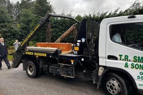 George David Jackson's body was escorted to Mansfield Crematorium on his very own skip lorry hearse.