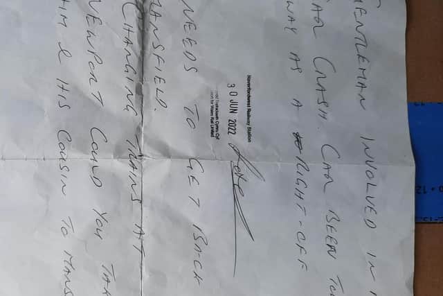 Mr Allsop's daughter, Charlotte, shared a photo of the letter. The letter is stamped and signed by the worker.