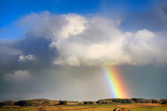 Scattered showers and black cloud mixed with sunny spells could make for a rainbow in the coming days.