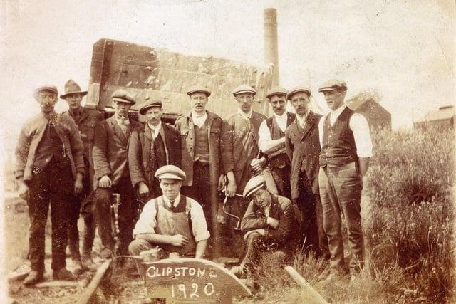 A rare photograph from more than 100 years ago of Clipstone miners.