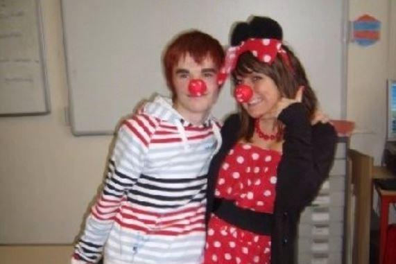 Mansfield friends and Queen Elizabeth's Endowed school pupils Amy Smith and Ryan Emmond adopted a red-theme for Comic Relief