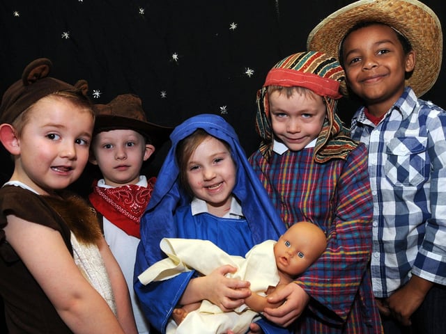 Pupils from the Langwith Basset School who took part in their nativity play called 'The Prickly Hay Hoe Down' in 2011.