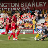 Davis Keillor-Dunn goes close during Mansfield Town's superb 3-0 win at Accrington Stanley at The Wham Stadium on Saturday. Photo by Chris & Jeanette Holloway/The Bigger Picture.media.