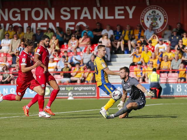 Davis Keillor-Dunn goes close during Mansfield Town's superb 3-0 win at Accrington Stanley at The Wham Stadium on Saturday. Photo by Chris & Jeanette Holloway/The Bigger Picture.media.