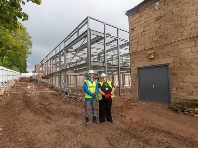 College vice-principal Louise Knott and Mansfield Mayor Andy Abrahams on their site visit.