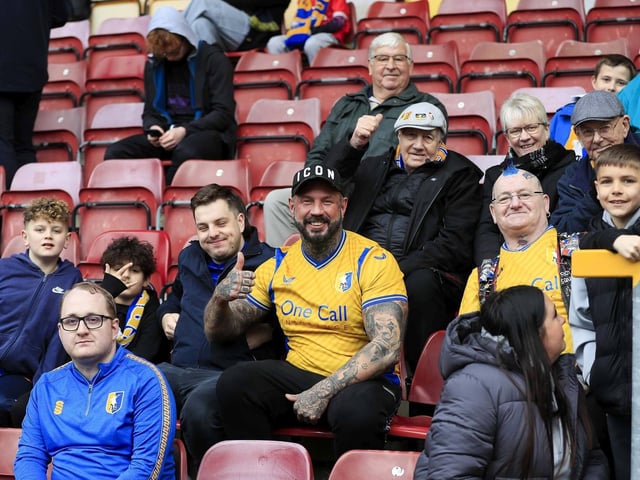 Mansfield Town fans ahead of the big win at Bradford