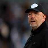 Andy Woodman, Manager of Bromley looks on prior to the Carabao Cup Second Round match between Bromley and Wycombe Wanderers at Hayes Lane on August 26, 2025 in Bromley, England.  (Photo by Jasper Wax/Getty Images)