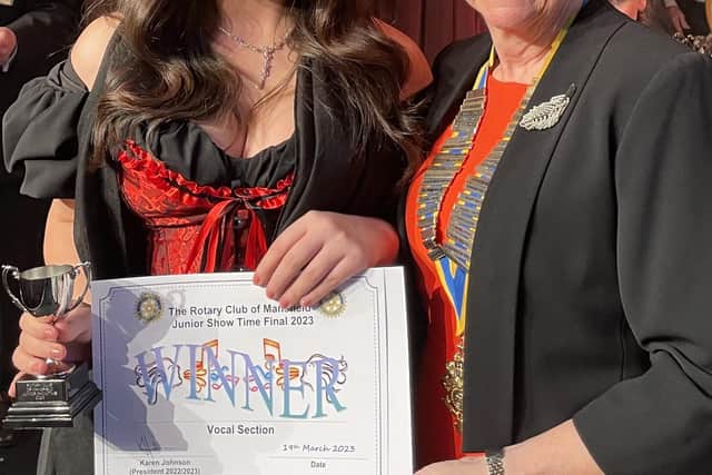 Runner-up Macey Shaw, aged 16, from Star & Stage, pictured with Mansfield Rotary president, Karen Johnson.