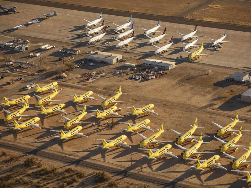 These astounding images show billions of dollars worth of aircraft parked up and disused due to COVID-19 travel restrictions.