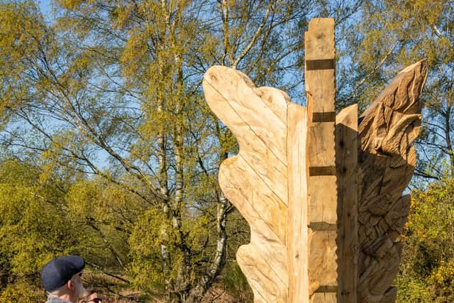 The artwork resembles a colossal arrow shot into the ground