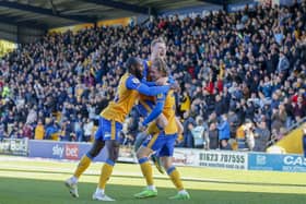 Stags celebrate their late winner against Walsall. Photo by Chris Holloway / The Bigger Picture.media