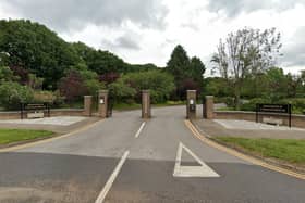 The entrance to Mansfield Crematorium, Derby Road.