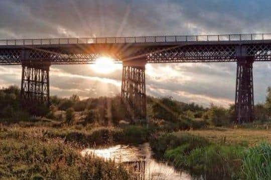 Bennerley Viaduct, which used to be a railway bridge, is now accessible to cyclists and pedestrians.
