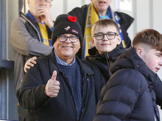 Mansfield Town fans ahead of the win over Salford.