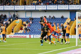 Mansfield Town goalkeeper Nathan Bishop punches the ball clear - Pic Chris Holloway