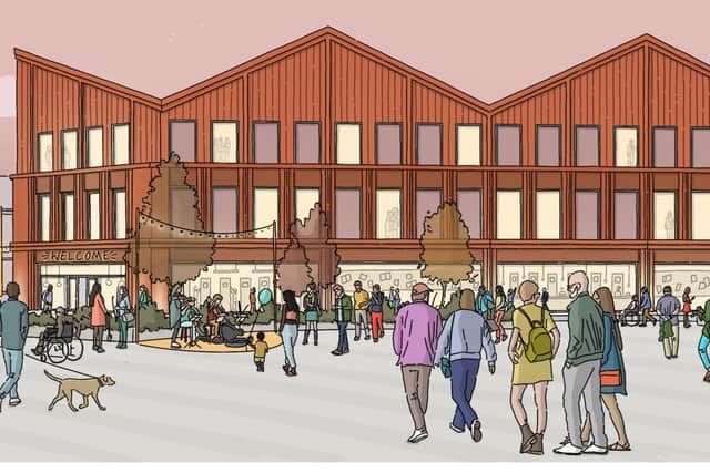 An image of the new complex, complete with 20 apartments and mini-plaza, that the council is proposing for Ellis Street in Kirkby.