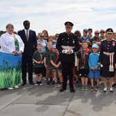 Officials at the grand opening ceremony of Bennerley Viaduct on Sunday. Photo by Kerry Wheatley.