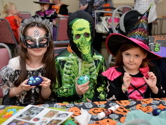 Spooky Make and Bake session at Selston Parish Hall, pictured are from left Sienna Flannagan, eight, Sean Flannagan, nine and Lilith Thompson, four