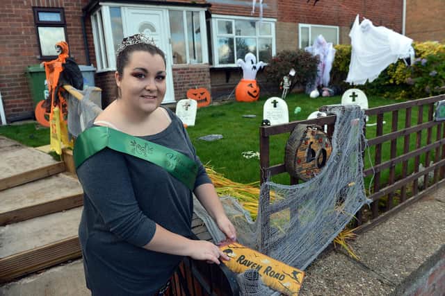 Elinore Pheasant pictured with her Halloween garden