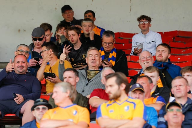 Stags fans before the defeat at Swindon.