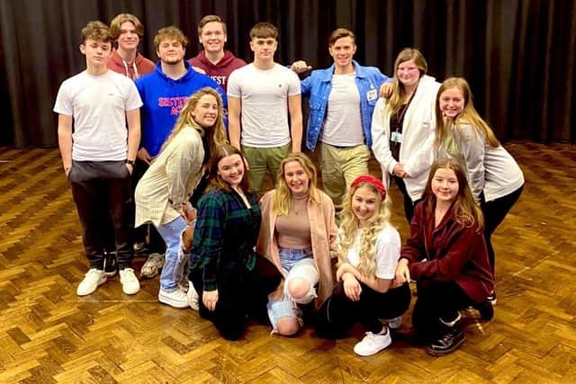 Rob Houchen pictured with performing arts students