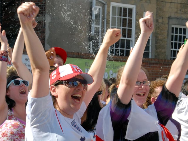 Final whistle celebrations after England beat Slovenia in 2010.