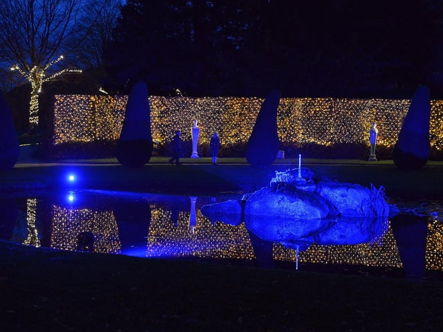 The fountain has been turned blue.