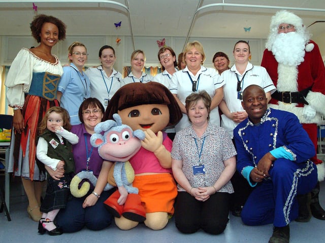 Dora The Explorer and cast from the Palace Theatre met with staff, patients and visitors at the Robin Hood ward at the King's Mill Hospital in 2007.