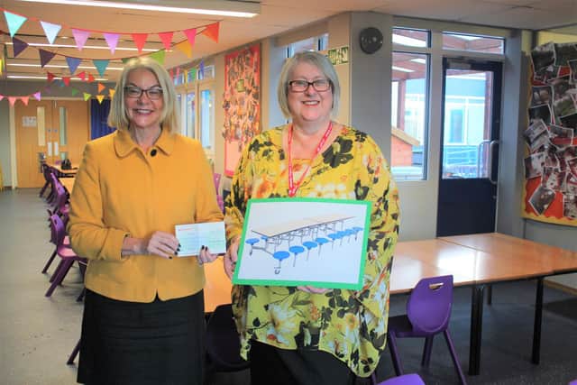 Julie Whitehouse, sales manager, Taggart Homes and Dawn Roberts, headteacher, Annesley Primary and Nursery School
