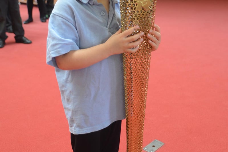 Pupils at Prospect Hill Infant School had the chance to take a close look at Michele Harrop's Olympic torch.
