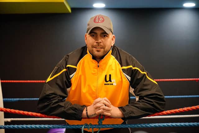 Oliver Cox at his new boxing club.