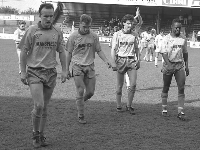 Trevor Christie, Kevin Gray, Steve Wilkinson and Wayne Fairclough trudge off after a home defeat by Tranmere Rovers with relegation looming.
