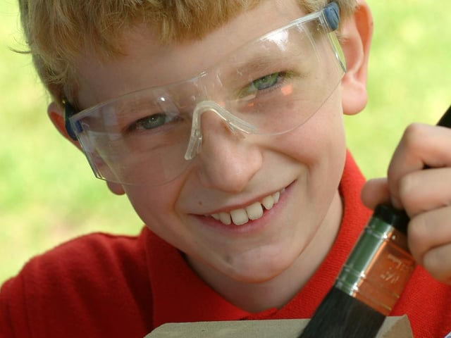 Creswell Crags, Creswell. Summer Festival. Picture: Alex Cleaver (then 10) taking part on the Have a Go Stone Carving with the National Trust.