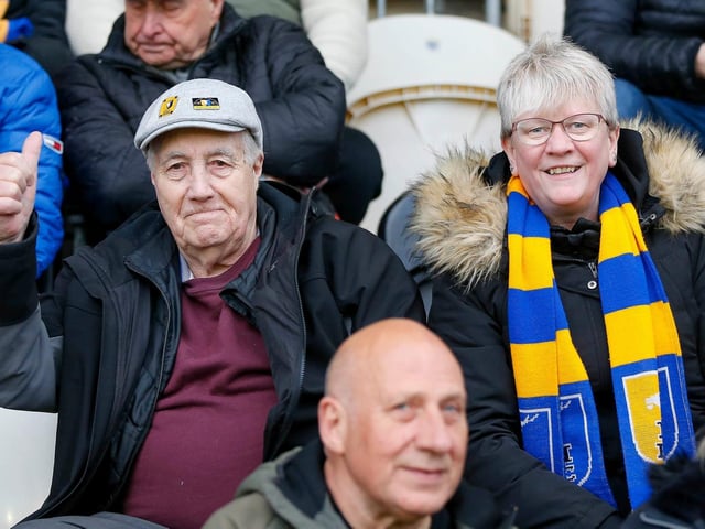 Mansfield Town fans ahead of kick-off at Newport.
