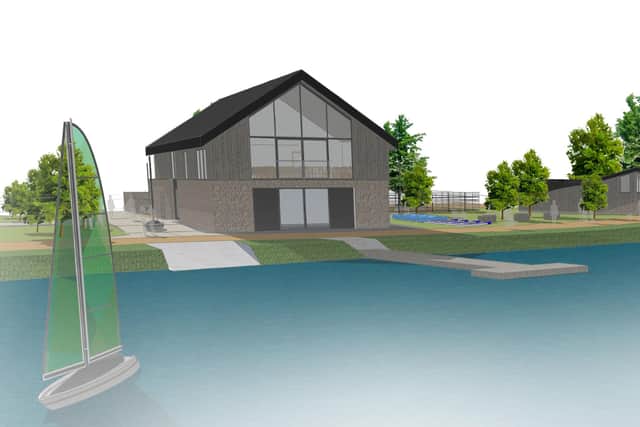 Another artist's impression of the proposed, new water sports centre at King's Mill Reservoir.