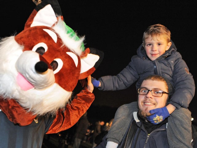 High fives at the firework display for Jenson and Chris Handley.