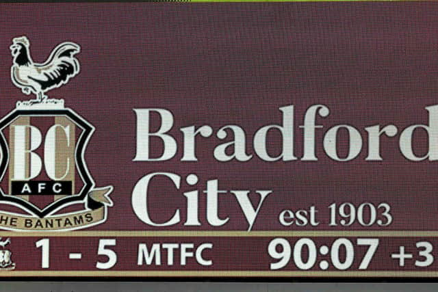 Final Score following the Sky Bet League 2 match against Bradford City AFC at the University of Bradford Stadium, 16 Mar 2024Photo credit : Chris & Jeanette Holloway / The Bigger Picture.media