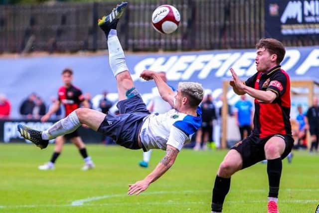 Tim Gregory goes close with this overhead kick - all pictures by Ryan Crockett.