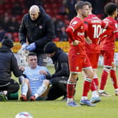 Anthony Hartigan in agony at Walsall - Photo by  Chris Holloway / The Bigger Picture.media