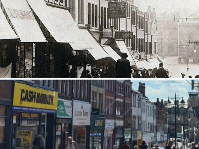 The view down Leeming Street - this time compared to the early 1900s