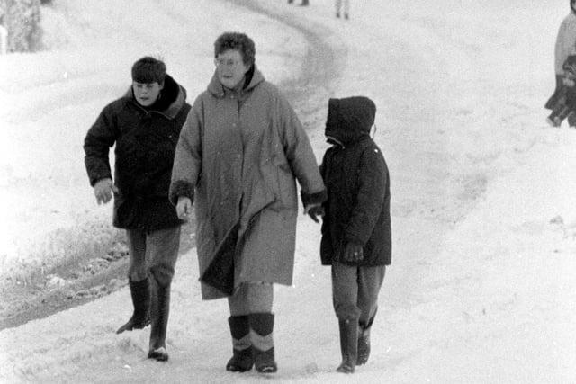 Remember trying not to slip over on the ice, back when we had winters like this? This Mansfield street was a treat for sledge enthusiasts. Picture taken in 1990.
