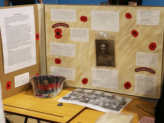 Advanced diploma student Kiera Ciupek's display about her great-great grandad who was a Grenadier guard